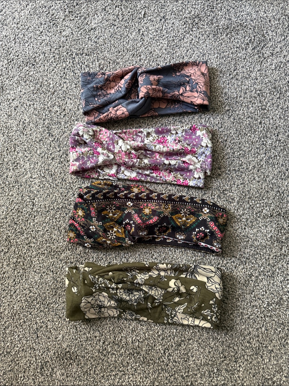 Boho Floral & Paisley Knit Headwraps - Pink, Black, Olive